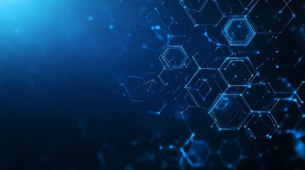 Obraz premium agineAbstract blue background with digital data and hexagons, technology illustration for a web banner design template