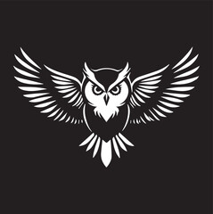 Obraz premium A black and white owl silhouette design