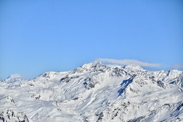 Snowcapped Mont Blanc mountain in French alps.