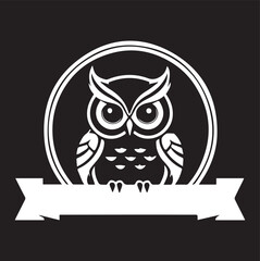 A black and white owl silhouette design