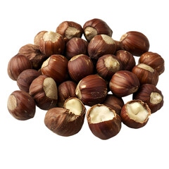 Fototapeta premium Heap of Hazelnuts Brown Nuts Food Photography Closeup Shelled Hazelnuts Nut Pile Ing