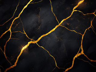 Sleek black marble background with golden veins, perfect for elegant designs