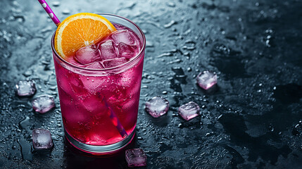 A vibrant negroni cocktail sits in a clear glass with orange and ice, inviting relaxation