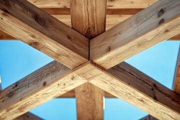 Create wooden roof beams with trusses rafters and joists