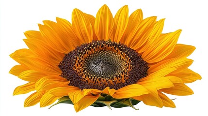 Obraz premium A close-up of a large sunflower on a white background