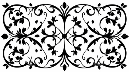 Obraz premium Black wrought iron floral pattern design on white background. Wrought. Illustration