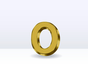 0 Number Gold With White 3D Render With Background