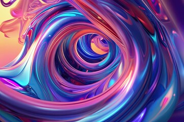 Vibrant 3D Swirling Shape Digital Render with Aesthetic Flow and Dynamic Colors