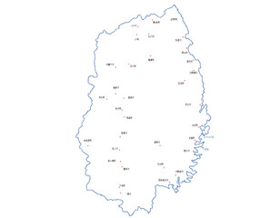 岩手県　地図　白色　イラスト	斑点　マッピング
