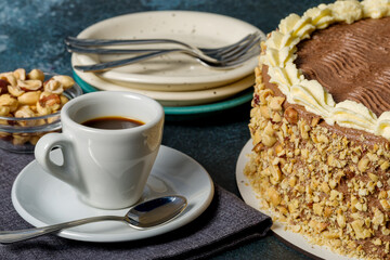 Homemade Kyiv cake. The known ukrainian bakery products . Selective focus.