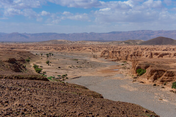 Canyon in a Moroccan plain between the towns of Zagora and Tata