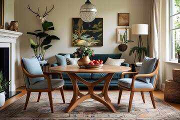 Cozy Living Room Design with Stylish Table and Chairs