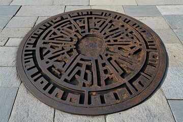 Obraz premium Durable angle iron manhole cover