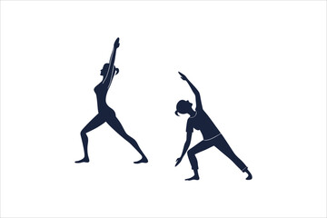 Set of black yoga pose icons, Yoga silhouette illustration. Yoga poses silhouette collection. Vector illustration