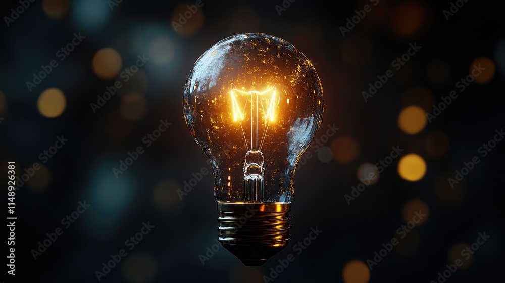 Poster brightly glowing light bulb illuminating in a dark environment creating an impressive visual concept