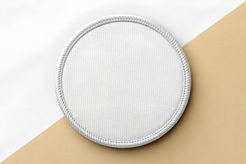 Blank White Round Embroidered Patch Mockup, Top View, 3D – Ideal for Branding, Military, Textile, and Custom Patch Designs.