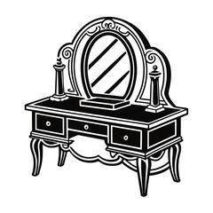 Simple Dressing Table Silhouette Vector Illustration