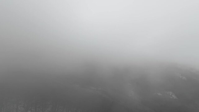 mountains from drone in clouds
