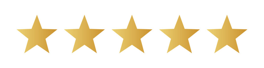 Five golden rating star vector illustration