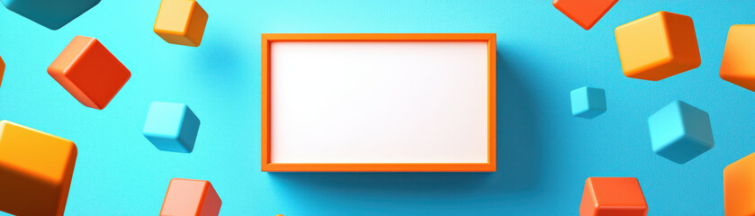 Obraz premium vibrant display featuring blank white frame surrounded by colorful blocks, creating playful atmosphere