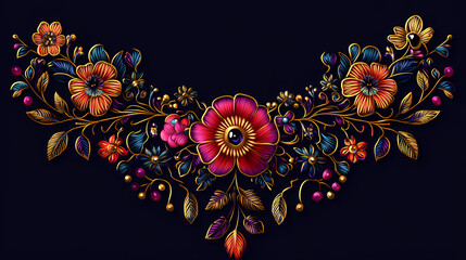 Neckline indian asian embroidery design for trendy women wear illustration. Threnody. Illustration