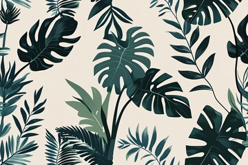 Elegant Tropical Leaf Designs for Stylish Minimalist Wallpaper Patterns