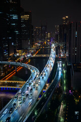 Fototapeta premium 大阪の夜景。堂島の高層ビル展望台から冬の夜の都市
