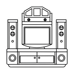 Editable Entertainment Center Outline Vector Graphic