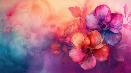 Abstract Floral Arrangement with a Warm Color Palette