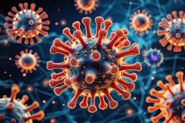 Detailed Visualization of Virus and Microbe Structures in Classic Scientific Setting