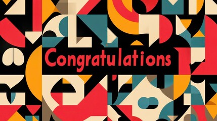 Abstract geometric pattern background with "Congratulations" text.