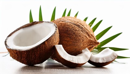 coco cortado e pedacos de coco