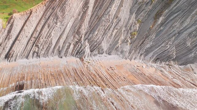 Aerial view of the beautiful Playa De Sakoneta beach, Basque country, Spain