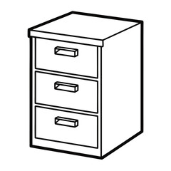 Editable File Cabinet Outline Vector Graphic