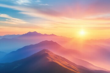 Obraz premium Quote from Matthew 17 20 Belief can shift mountains with a misty sunrise over peaks Themes of faith hope and love in Christianity