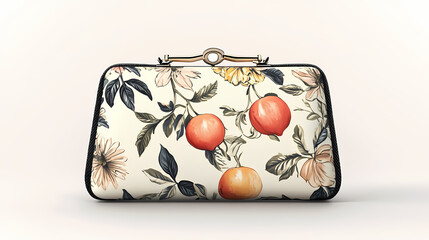Bag mockup of a trendy clutch bag with customizable design elements, on a white background. Threnody. Illustration