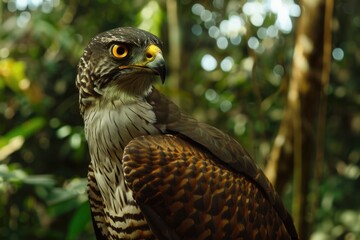 Naklejka premium a majestic crested goshawk in the jungle of Malaysia
