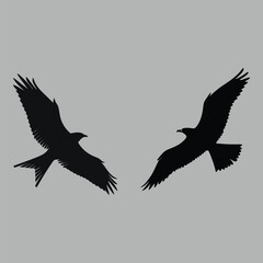 flying bird silhouette vector design art and illustration