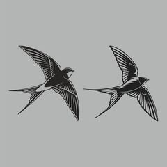 swallow bird silhouette vector design art and illustration