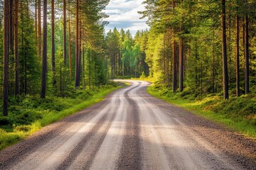 Obraz premium Scenic forest road in Sweden