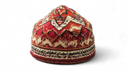 Traditional Handcrafted Cap Displayed on Cultural Focus Textile Art