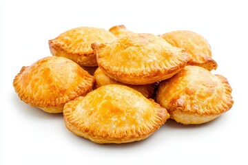 Small hand pies Russian meat piroshki on a white background ideal for food marketing and traditional recipe showcases