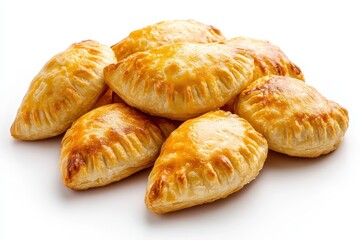 Small hand pies Russian piroshki set against a white backdrop ideal for food marketing and recipe showcases