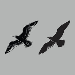 seagull bird silhouette vector design art and illustration