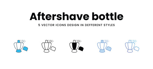 Aftershave bottle icons in different style vector stock illustration