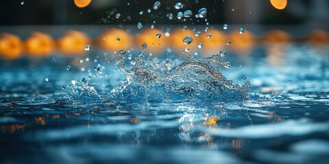 Fototapeta premium Water Splash Captured in Perfect Timing Reflecting Play of Light and Colors in a Dramatic Display of Motion and Artful Photography with Bokeh Effect