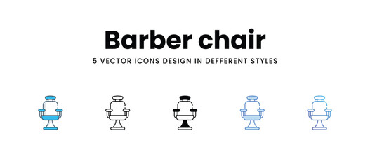 Barber chair icons in different style vector stock illustration