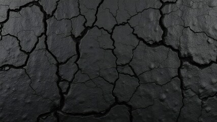 Intricate, dark, rough-hewn black surface with deep crevices and subtle highlights, monochrome, night
