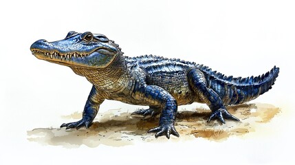 Naklejka premium A detailed illustration of a crocodile-like creature on a sandy surface.