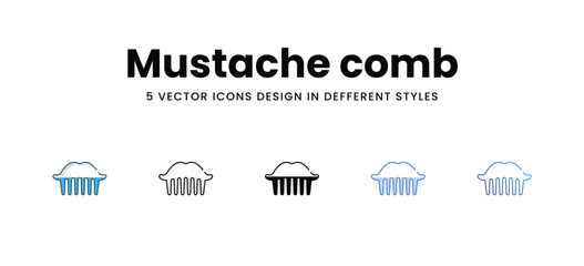 Mustache comb icons in different style vector stock illustration